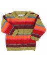 FLOMAX - Bio Kinder Pullover mit Streifen, Wolle, farn/bunt