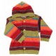 FLOMAX - Bio Kinder Jacke mit Kapuze und Streifen, Wolle, farn/bunt