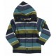FLOMAX - Bio Kinder Strickjacke mit Kapuze und Streifen, Wolle, nachtblau/bunt