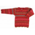 FLOMAX - Bio Kinder Pullover "Tami" mit Muster, Wolle, mohnrot/mutli