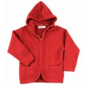 FLOMAX - Bio Kinder Walk Jacke mit Kapuze, Wolle, mohnrot