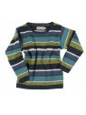 FLOMAX - Bio Kinder Pullover mit Streifen, Wolle, nachtblau/bunt