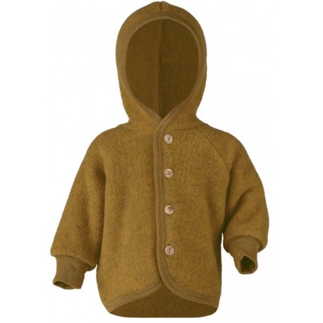 ENGEL - Bio Baby Fleece Jacke mit Kapuze, Wolle, safran