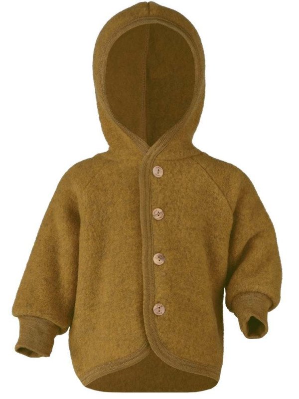 ENGEL - Bio Baby Fleece Jacke mit Kapuze, Wolle, safran