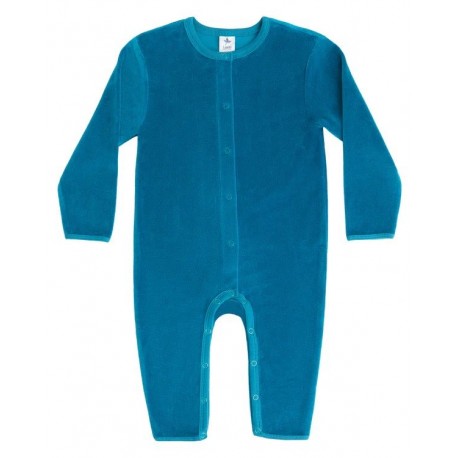 Leela Cotton - Bio Baby Nicky Strampler langarm, ozeanblau