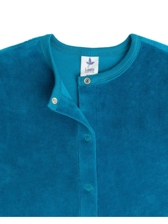 Leela Cotton - Bio Baby Nicky Strampler langarm, ozeanblau