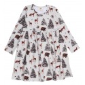 Walkiddy - Bio Kinder Jersey Kleid " Winter Woodland" mit Waldtieren-Allover