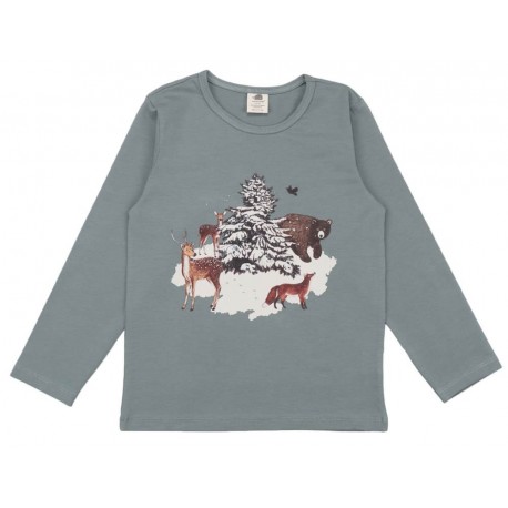 Walkiddy - Bio Kinder Langarmshirt " Winter Woodland" mit Waldtieren-Druck