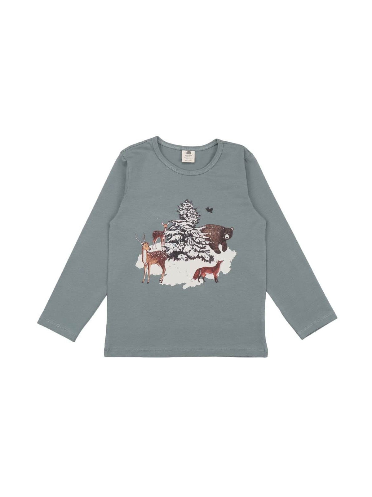 Walkiddy - Bio Kinder Langarmshirt " Winter Woodland" mit Waldtieren-Druck