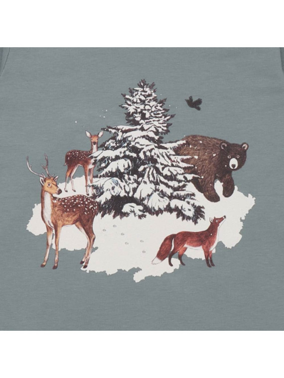 Walkiddy - Bio Kinder Langarmshirt " Winter Woodland" mit Waldtieren-Druck