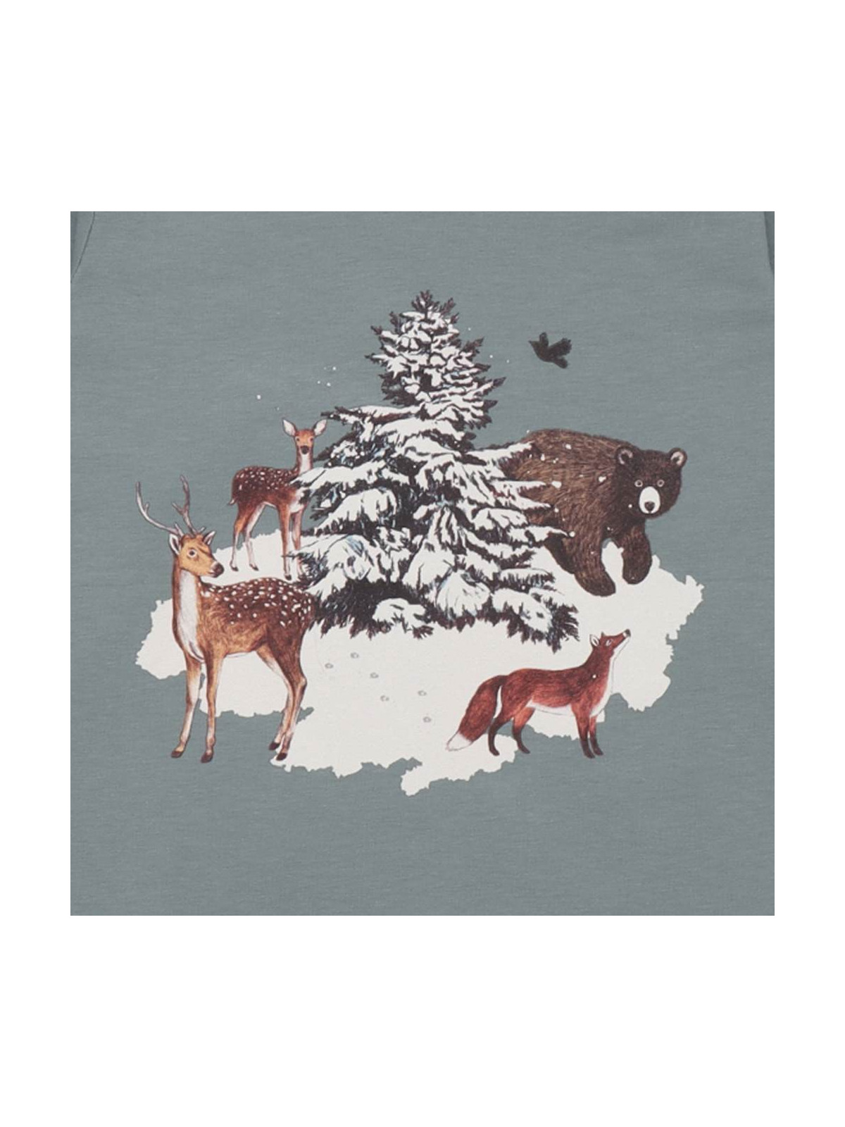 Walkiddy - Bio Kinder Langarmshirt " Winter Woodland" mit Waldtieren-Druck