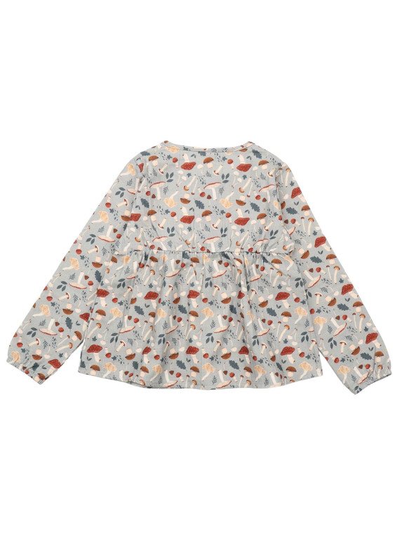 Walkiddy - Bio Kinder Flanell Bluse "  Various Mushrooms" mit Pilz-Allover