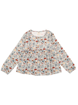 Walkiddy - Bio Kinder Flanell Bluse "  Various Mushrooms" mit Pilz-Allover
