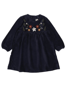 Walkiddy - Bio Kinder Cord Kleid mit Blumen-Stickerei
