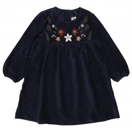 Walkiddy - Bio Kinder Cord Kleid mit Blumen-Stickerei