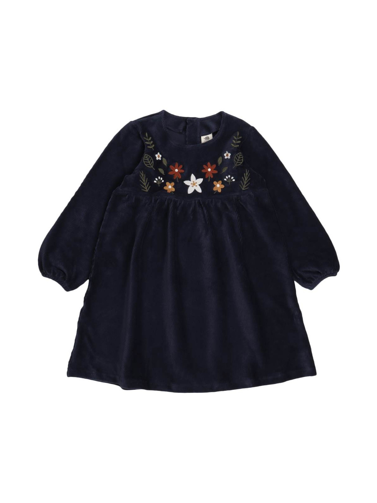Walkiddy - Bio Kinder Cord Kleid mit Blumen-Stickerei