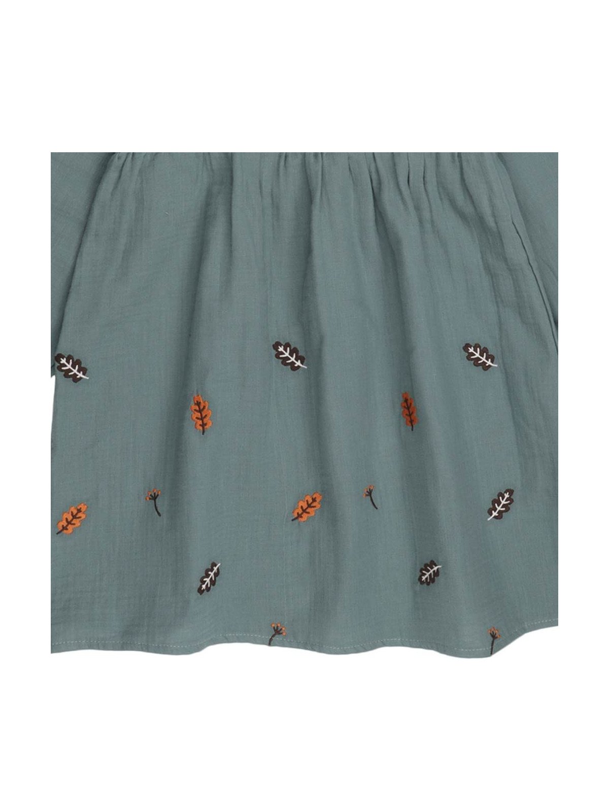 Walkiddy - Bio Kinder Musselin Kleid mit Blätter-Stickerei