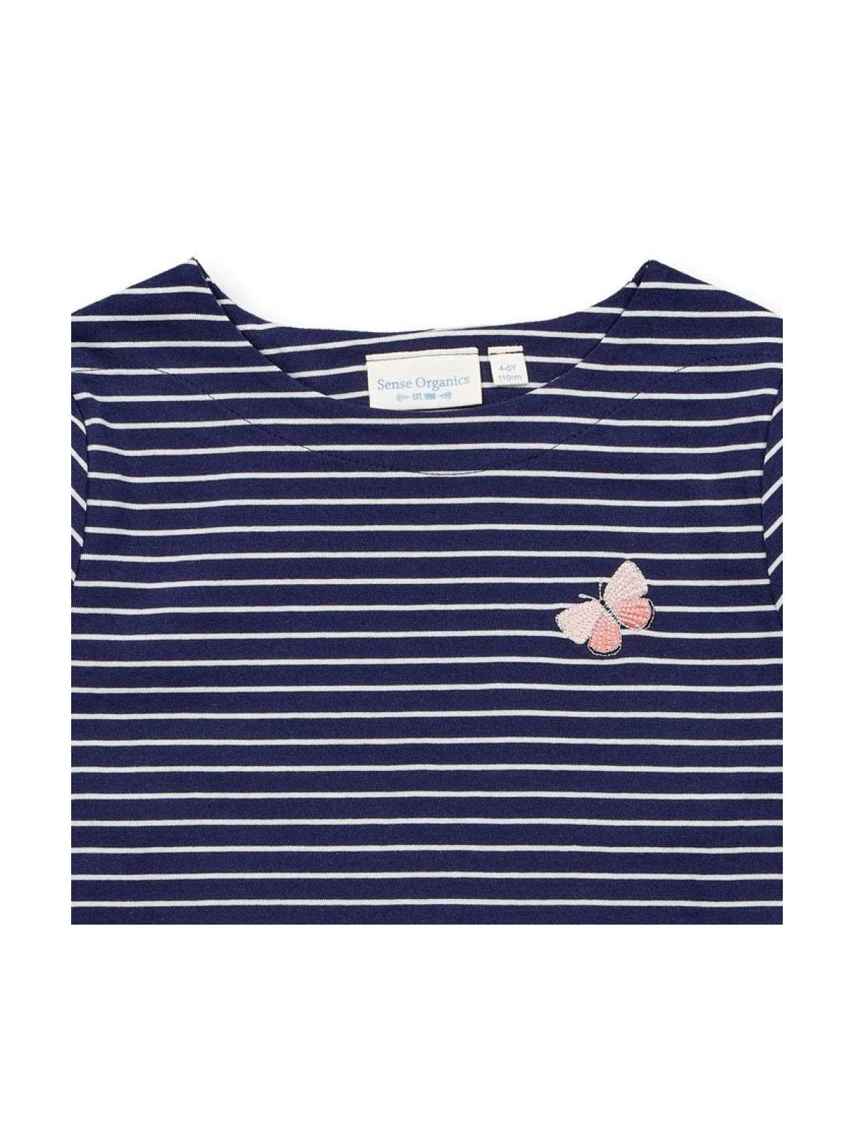 Sense Organics - Bio Kinder Langarmshirt "Aluna" mit Schmetterlings-Stickerei und Streifen