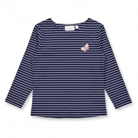 Sense Organics - Bio Kinder Langarmshirt "Aluna" mit Schmetterlings-Stickerei und Streifen