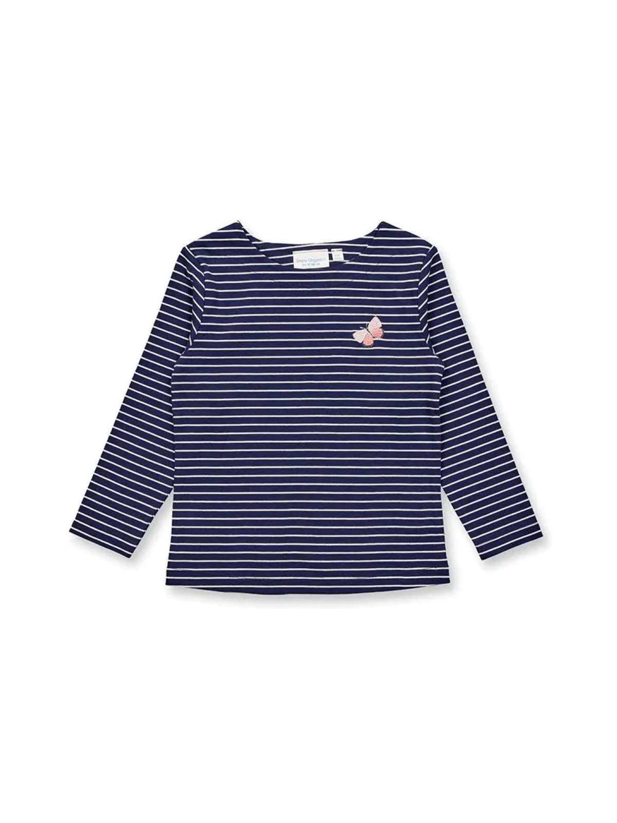 Sense Organics - Bio Kinder Langarmshirt "Aluna" mit Schmetterlings-Stickerei und Streifen