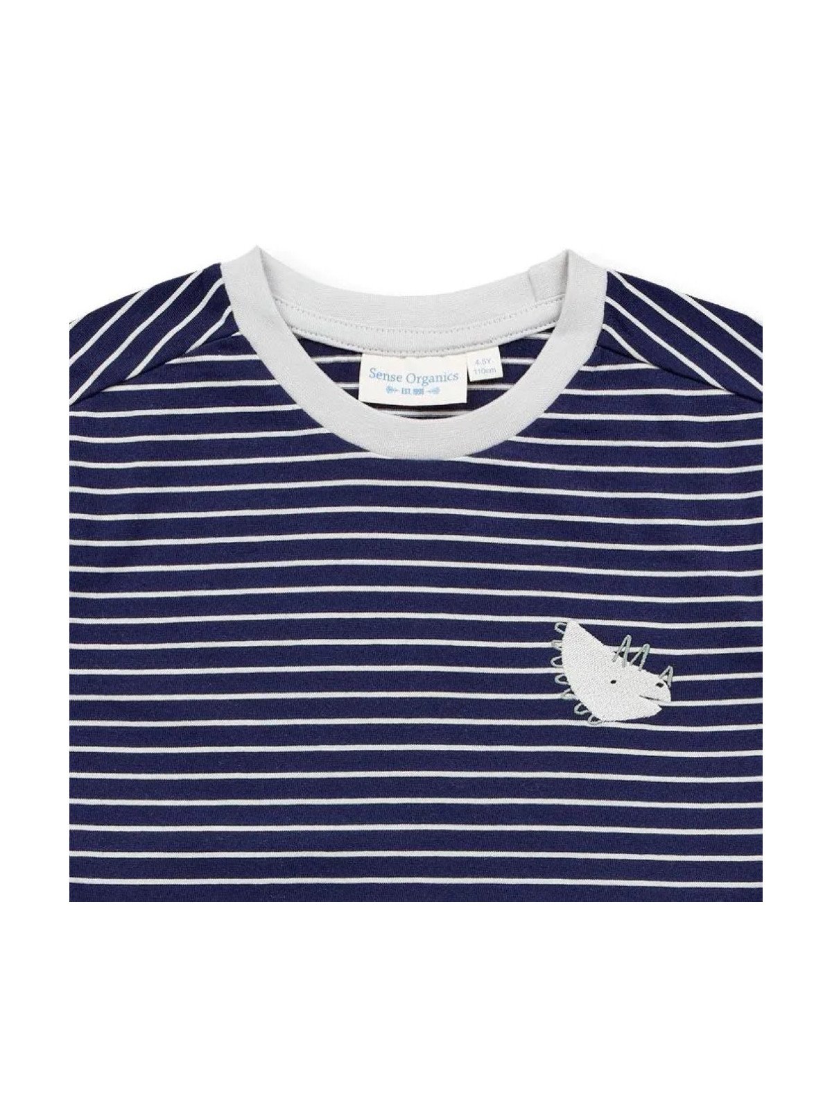 Sense Organics - Bio Kinder Langarmshirt "Luke" mit Dinosaurier-Stickerei und Streifen