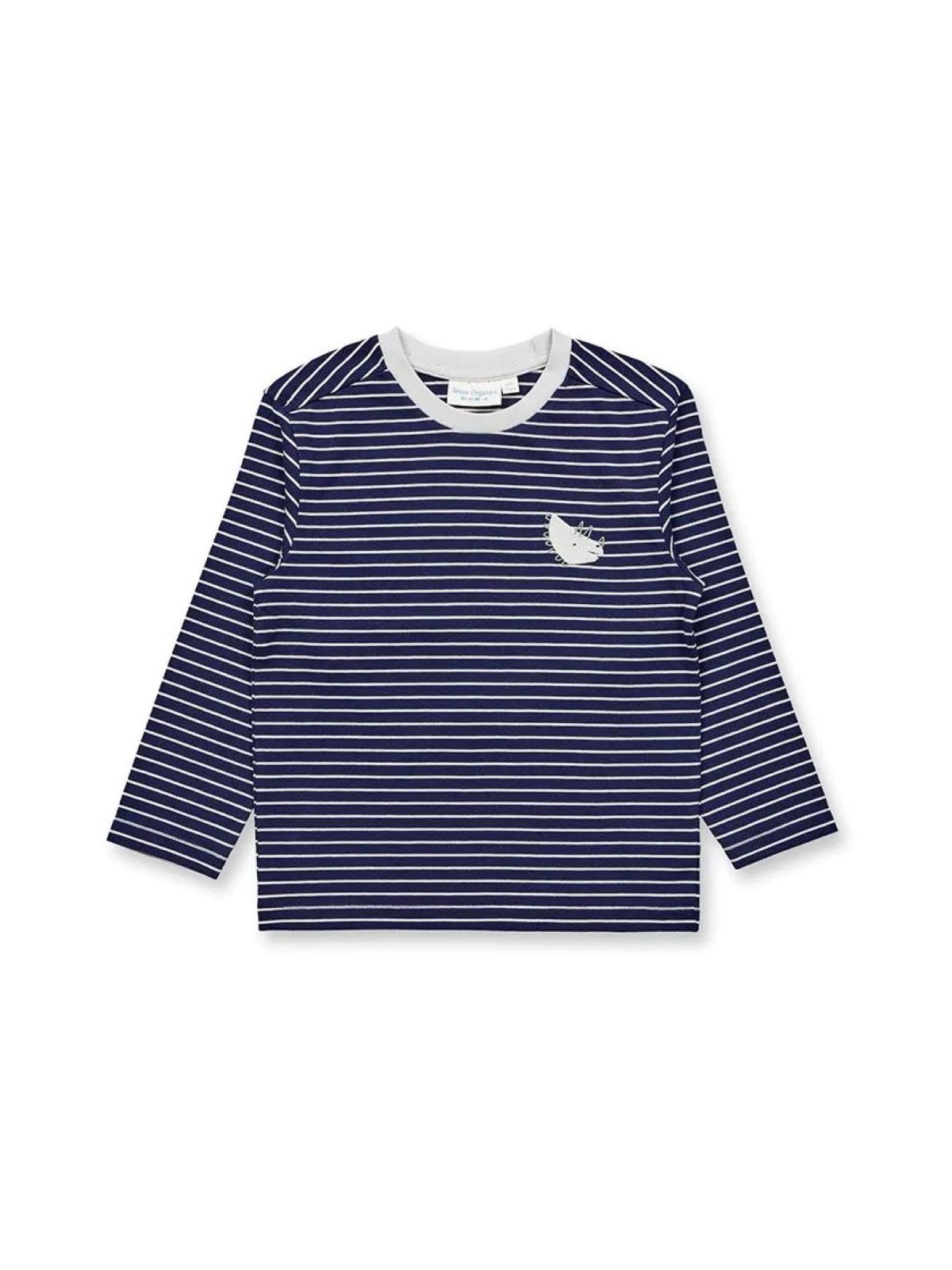 Sense Organics - Bio Kinder Langarmshirt "Luke" mit Dinosaurier-Stickerei und Streifen