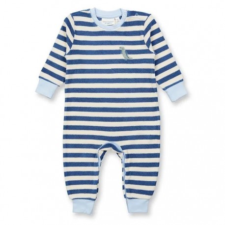 Sense Organics - Bio Baby Frottee Strampler "Viktor" mit Dinosaurier-Stickerei und Streifen