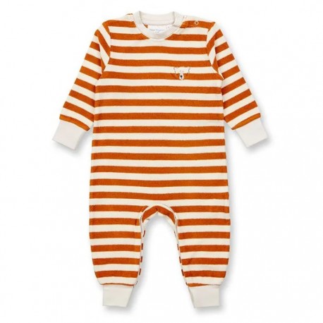 Sense Organics - Bio Baby Frottee Strampler "Viktor" mit Bären-Stickerei und Streifen