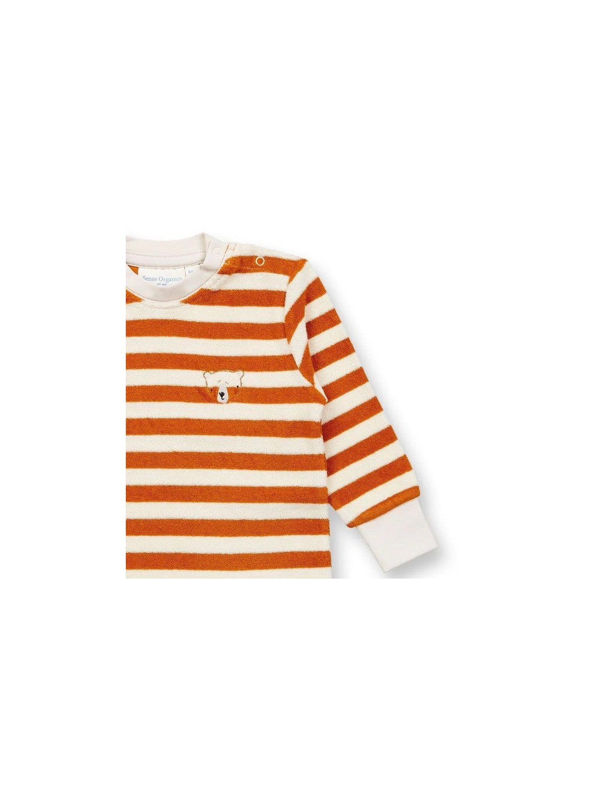 Sense Organics - Bio Baby  Frottee  Strampler "Viktor" mit Bären-Stickerei und Streifen