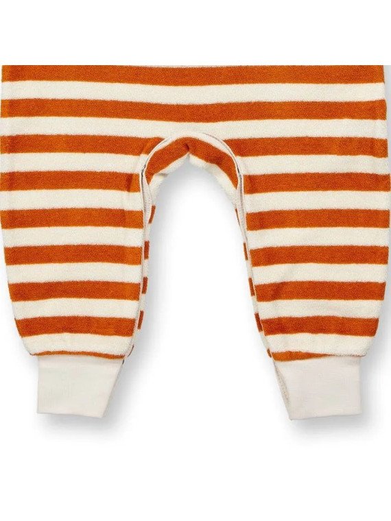 Sense Organics - Bio Baby  Frottee  Strampler "Viktor" mit Bären-Stickerei und Streifen