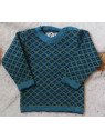 FLOMAX - Bio Kinder Pullover mit Muster, Wolle, türkis/nachtblau