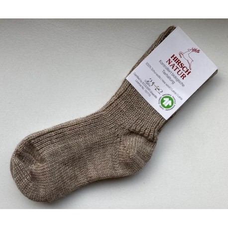 HIRSCH NATUR- Bio Kinder Grobstricksocken , Wolle, savanne