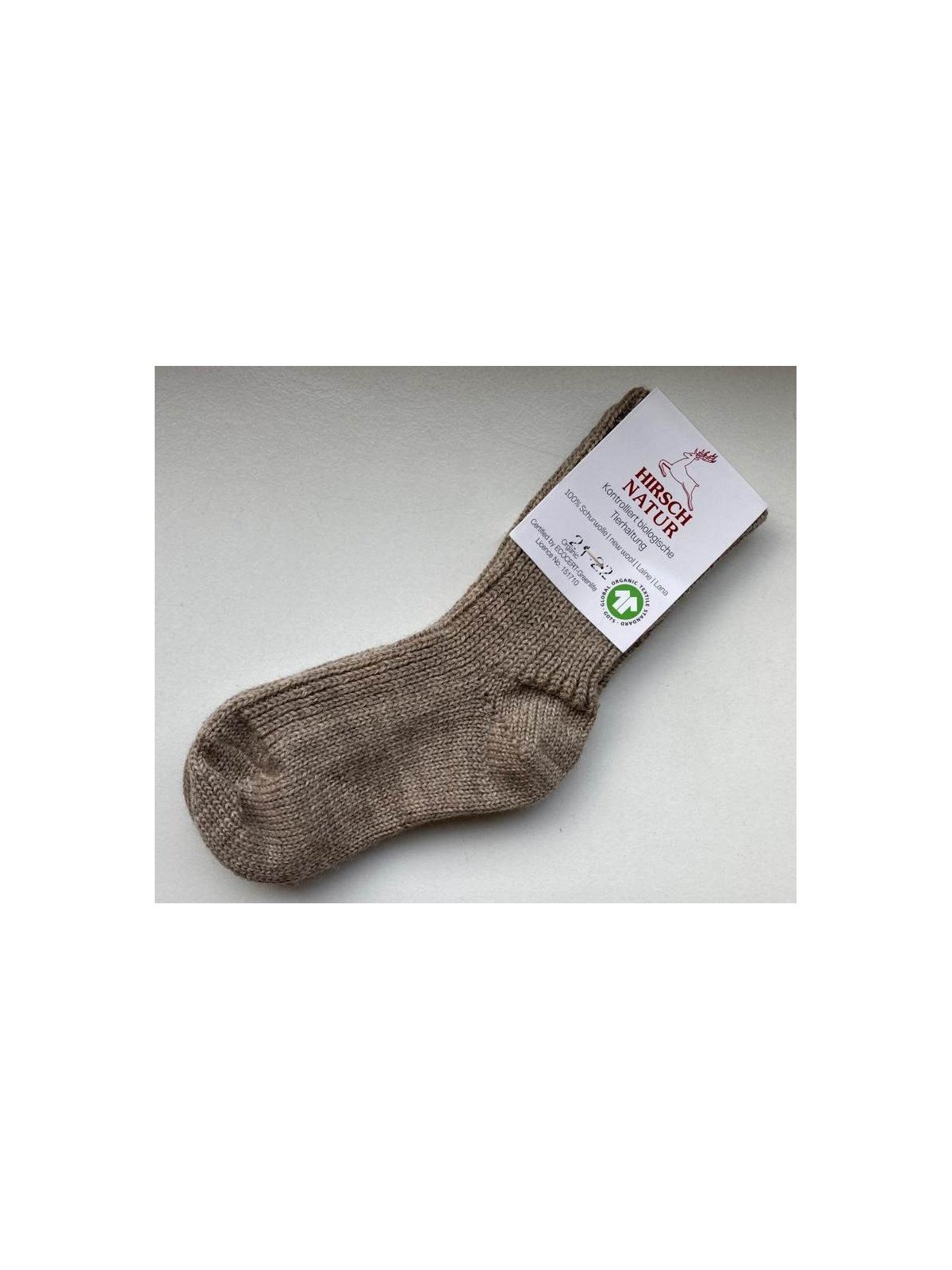 HIRSCH NATUR- Bio Kinder Grobstricksocken , Wolle, savanne