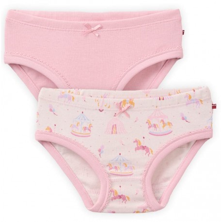 People Wear Organic - Bio Kinder Unterhosen Doppelpack mit Jahrmarkt-Allover/uni