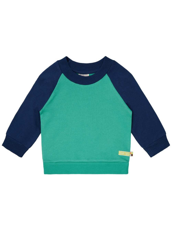 loud + proud - Bio Kinder Sweatshirt zweifarbig, plant/ultramarine