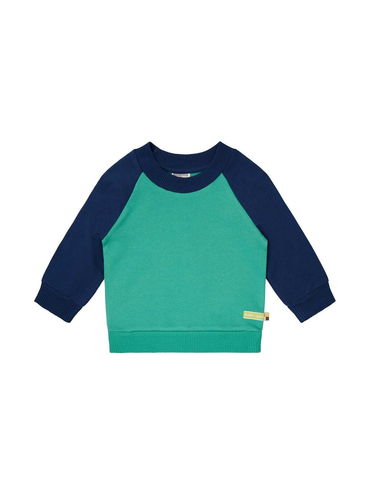 loud + proud - Bio Kinder Sweatshirt zweifarbig, plant/ultramarine