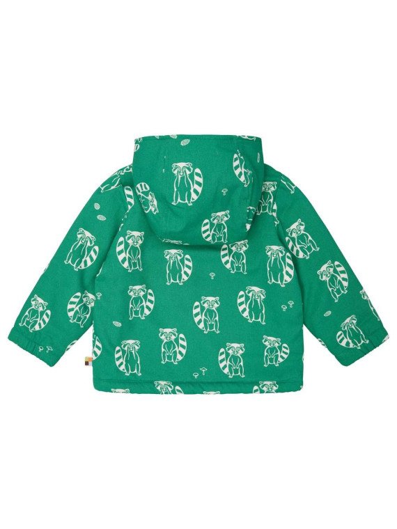 loud + proud - Bio Kinder Jacke mit Waschbär-Allover und Teddyfutter, wasserabweisend, plant