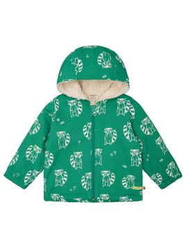 loud + proud - Bio Kinder Jacke mit Waschbär-Allover und Teddyfutter, wasserabweisend, plant