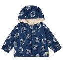 loud + proud - Bio Kinder Jacke mit Waschbär-Allover und Teddyfutter, wasserabweisend, ultramarine