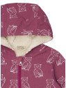 loud + proud - Bio Kinder Jacke mit Eulen-Allover und Teddyfutter, wasserabweisend, rosa