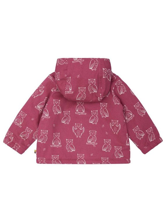 loud + proud - Bio Kinder Jacke mit Eulen-Allover und Teddyfutter, wasserabweisend, rosa