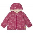 loud + proud - Bio Kinder Jacke mit Eulen-Allover und Teddyfutter, wasserabweisend, rosa
