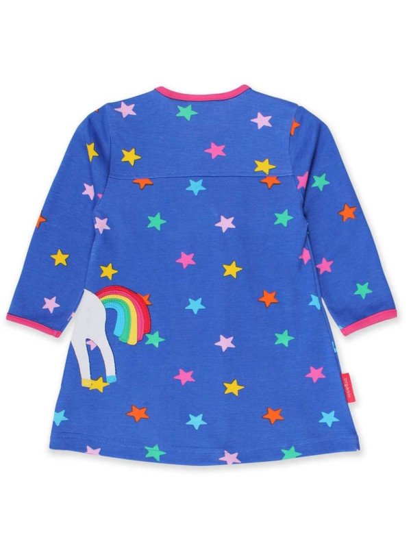 Toby tiger - Bio Kinder Kleid mit Einhorn-Applikation, Regenbogen und Sternen