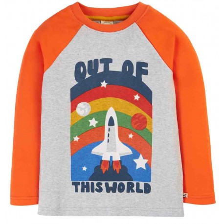 frugi - Bio Kinder Langarmshirt "Tamar" mit Raketen-Druck