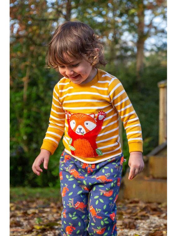 frugi - Bio Kinder Sweathose "Snuggle" mit Roter Panda-Allover