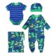 Toby tiger - Bio Baby Set Strampler, Body und Mütze mit Dinosaurier-Motiv