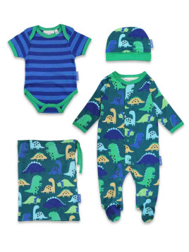 Toby tiger - Bio Baby Set Strampler, Body und Mütze mit Dinosaurier-Motiv