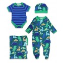 Toby tiger - Bio Baby Set Strampler, Body und Mütze mit Dinosaurier-Motiv