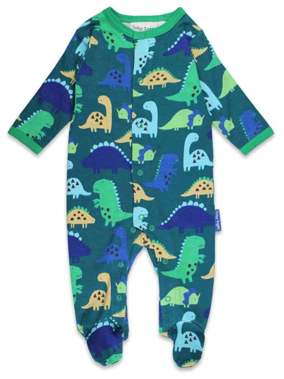 Toby tiger - Bio Baby Set Strampler, Body und Mütze mit Dinosaurier-Motiv