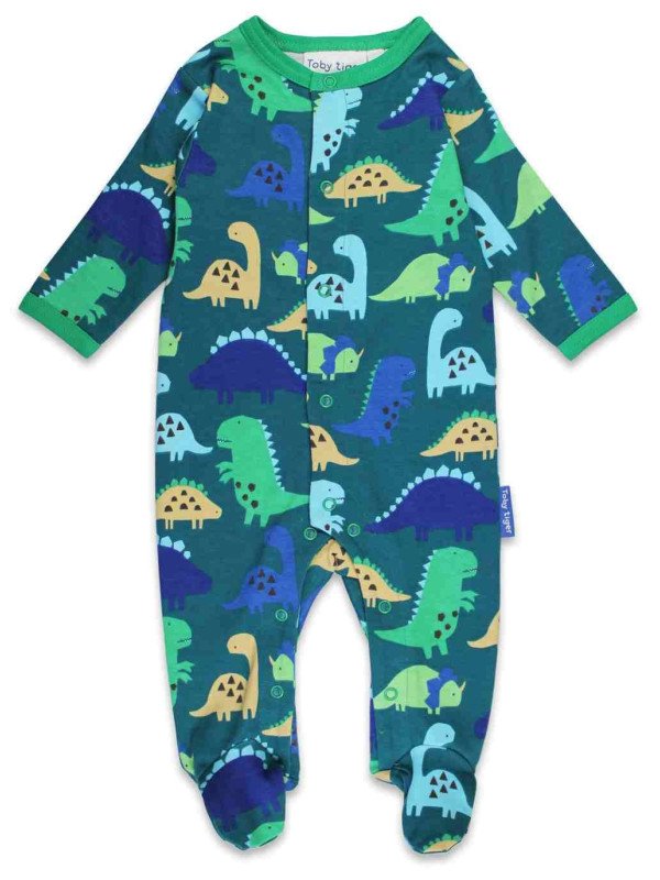 Toby tiger - Bio Baby Set Strampler, Body und Mütze mit Dinosaurier-Motiv